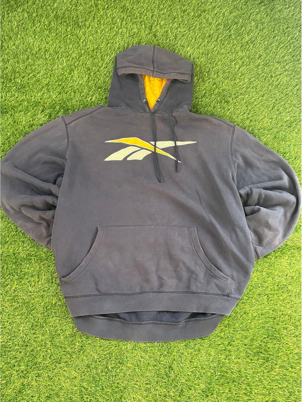 Vintage Reebok 90s black cotton blend hoodie, unisex XXL